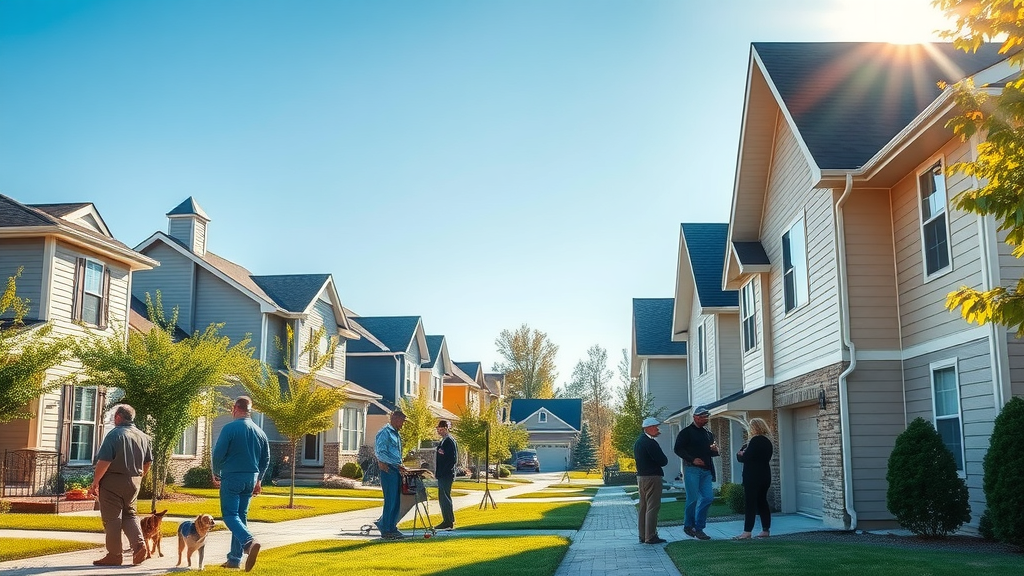 Siding contractors in Macedonia, OH installing siding on neighborhood homes