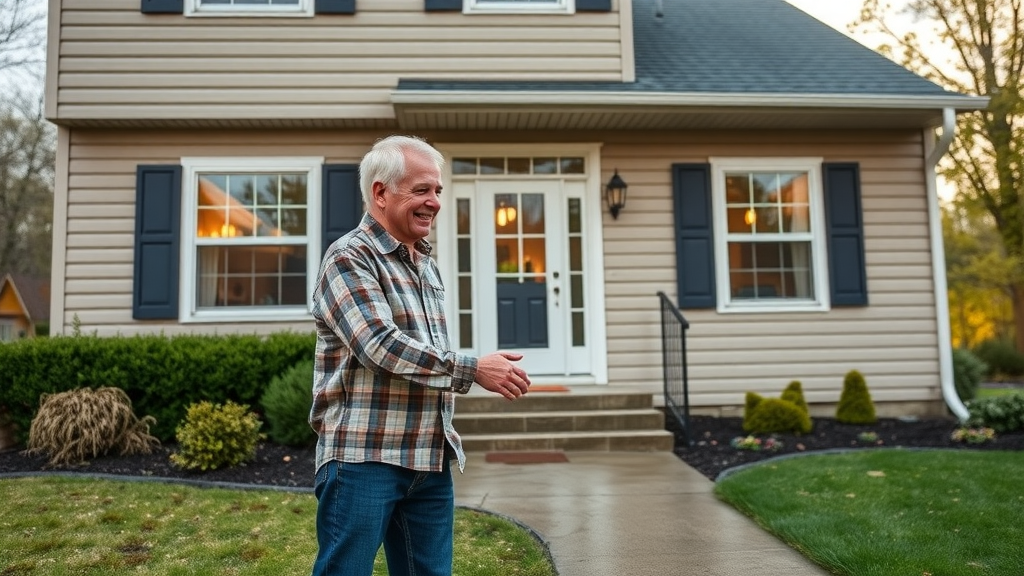 Homeowner and siding contractor in Macedonia, OH after quality siding installation