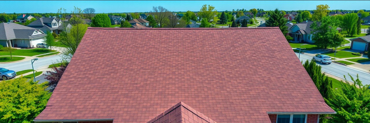 Newly installed roof shingles on home for gutter installation in Columbus, OH