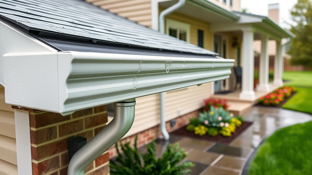 New seamless gutter system installed in Columbus, OH after rain