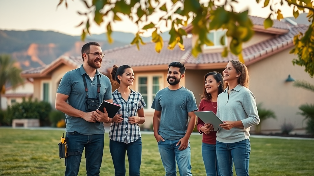 Las Vegas homeowners discussing roofing services for new secure roof