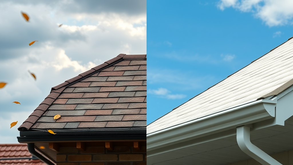 Comparison of roof before and after maintenance in Stockton, CA