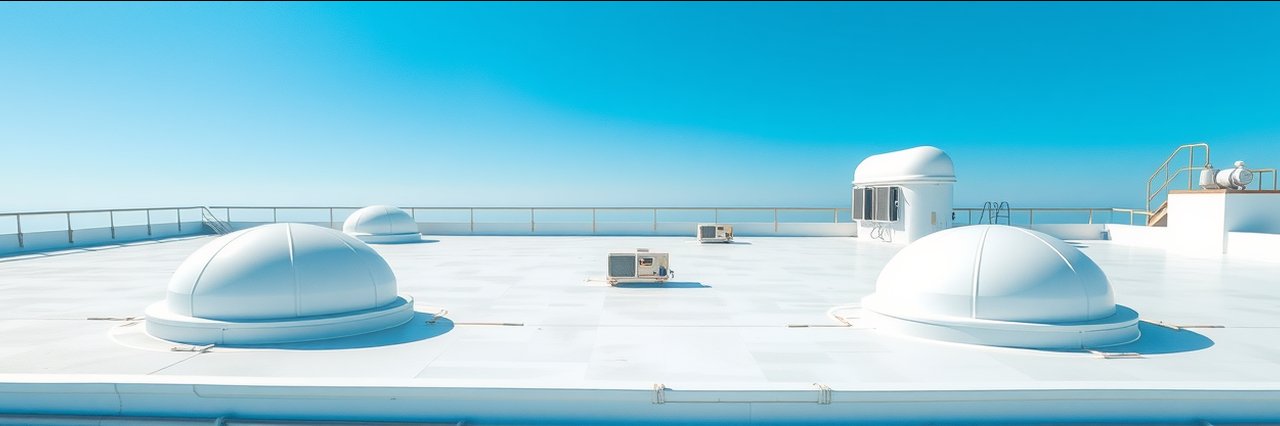 Pristine commercial roof with skylights in Winston-Salem, NC, showing preventive maintenance.